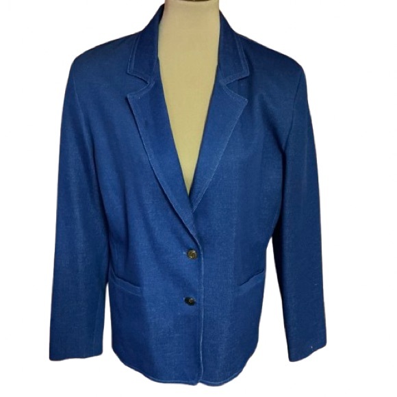 Vintage 70s polyester denim vibes blazer - Picture 1 of 11